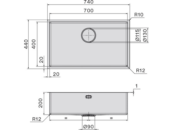 Мойка Falmec SCO7000U.00#SSF 740x440